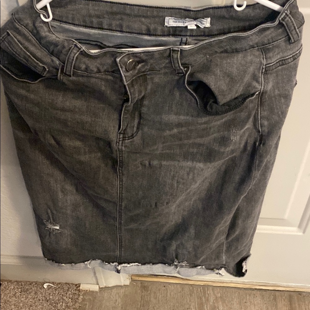 Women's Black Denim Midi Skirt